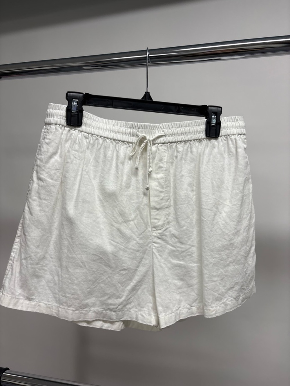 Casual White Linen Drawstring Shorts